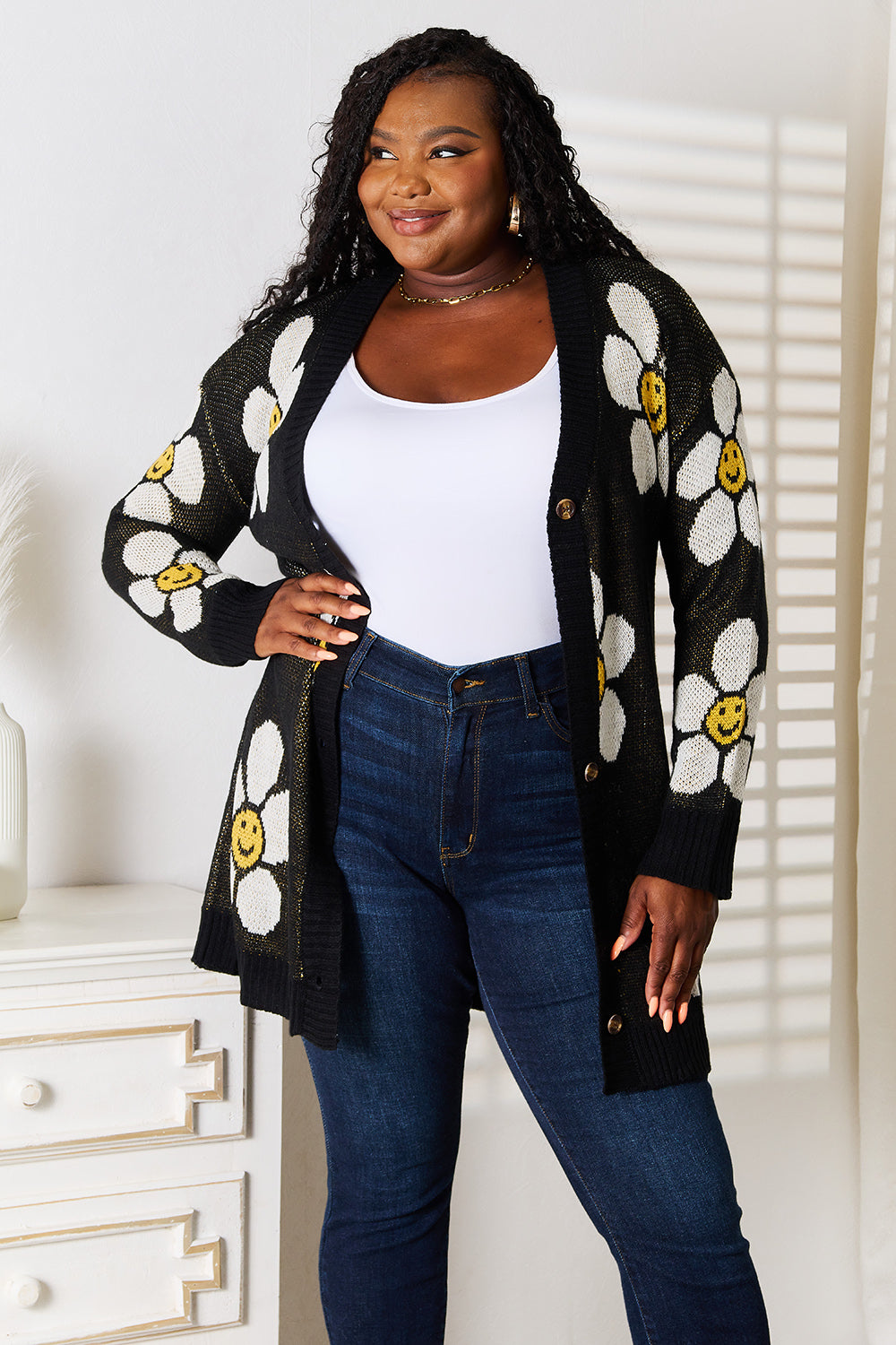 Perfect Floral Button Down Longline Cardigan