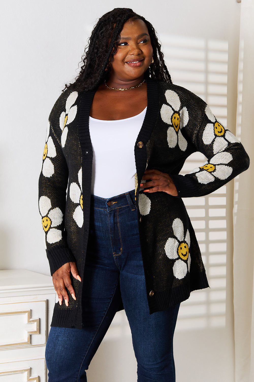 Perfect Floral Button Down Longline Cardigan