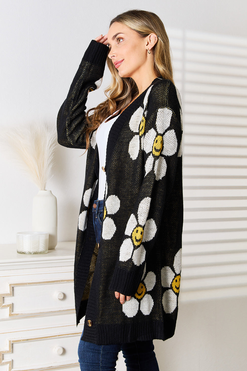 Perfect Floral Button Down Longline Cardigan